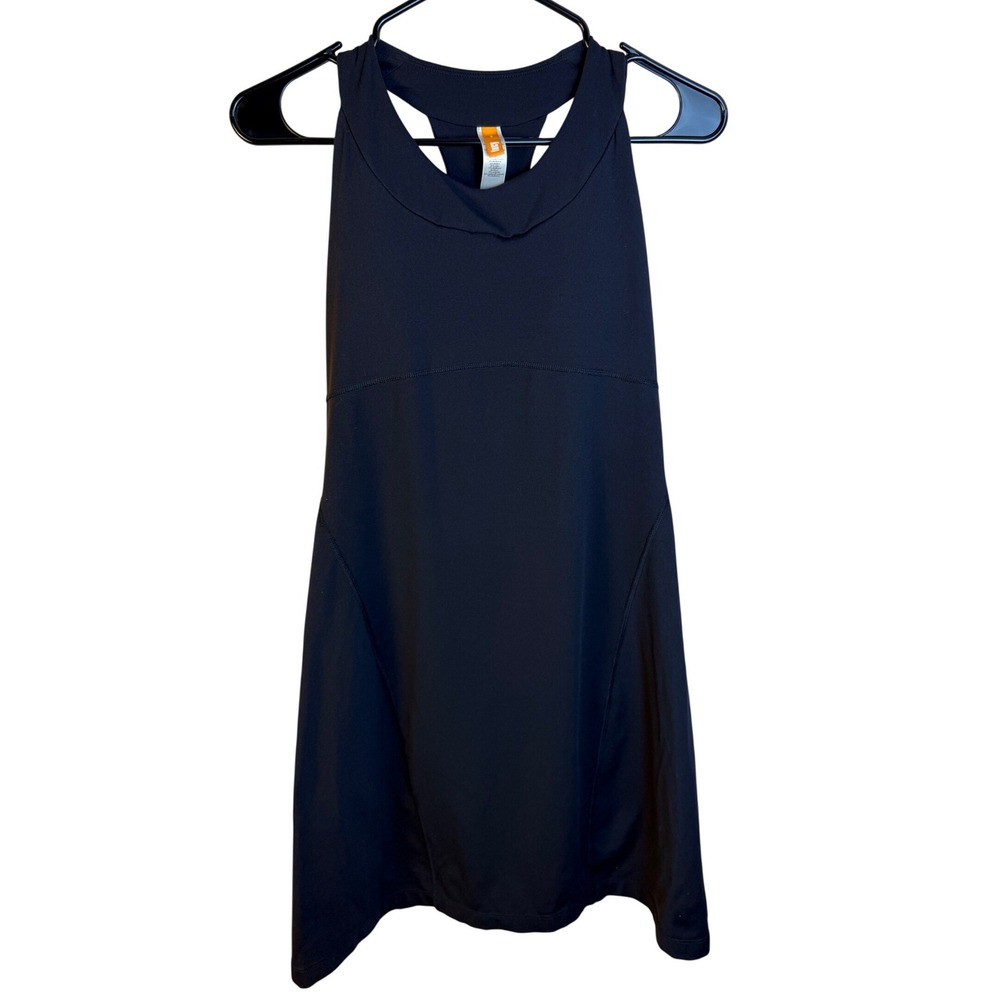 Lucy Womens Black Racerback Athletic Dress Built-in Shelf Bra Supplex Small